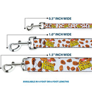 Dog Leash - POST COCOA PEBBLES Logo and Cereal Pebbles Scattered White/Browns