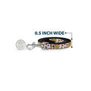 Dog Leash - POST COCOA PEBBLES Logo and Cereal Pebbles Scattered White/Browns