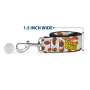 Dog Leash - POST COCOA PEBBLES Logo and Cereal Pebbles Scattered White/Browns
