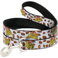 Load image into Gallery viewer, Dog Leash - POST COCOA PEBBLES Logo and Cereal Pebbles Scattered White/Browns
