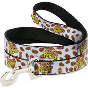 Dog Leash - POST COCOA PEBBLES Logo and Cereal Pebbles Scattered White/Browns