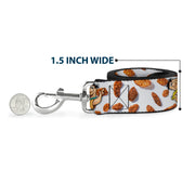 Dog Leash - Cocoa Pebbles Fred Flintstone and Barney Rubble Hugging Pose and Cereal Pebbles Scattered White/Browns