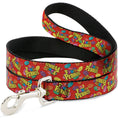 Load image into Gallery viewer, Dog Leash - POST FRUITY PEBBLES Logo and Cereal Pebbles Scattered Red/Multi Color
