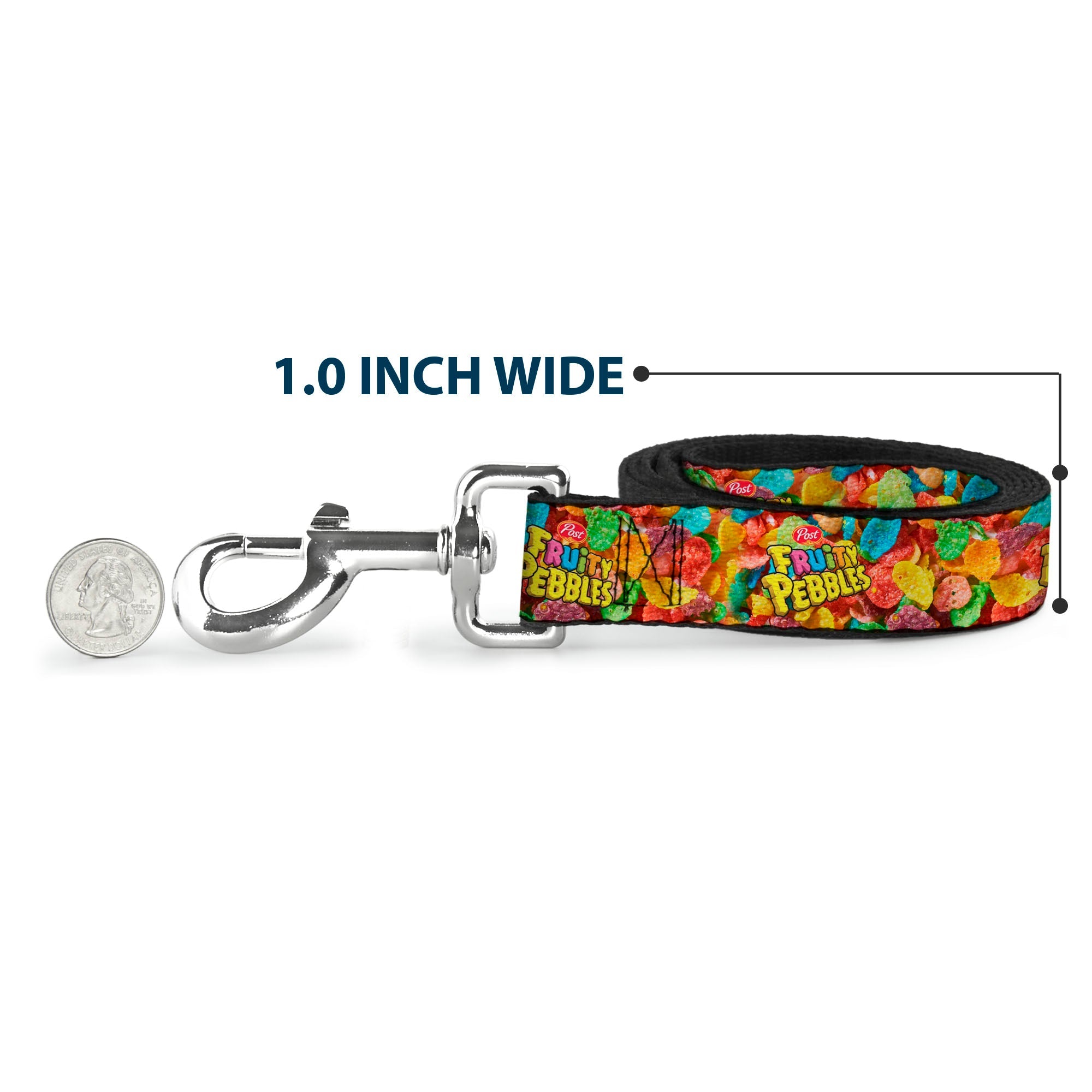 Dog Leash - POST FRUITY PEBBLES Logo and Vivid Cereal Multi Color