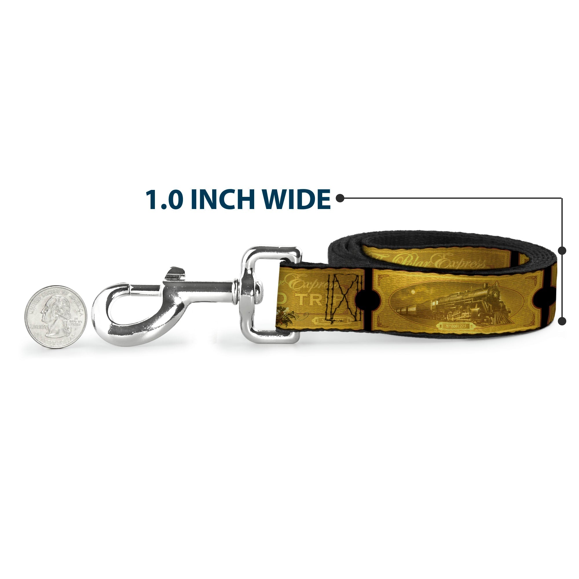 Dog Leash - THE POLAR EXPRESS ROUND TRIP Ticket Black/Golds