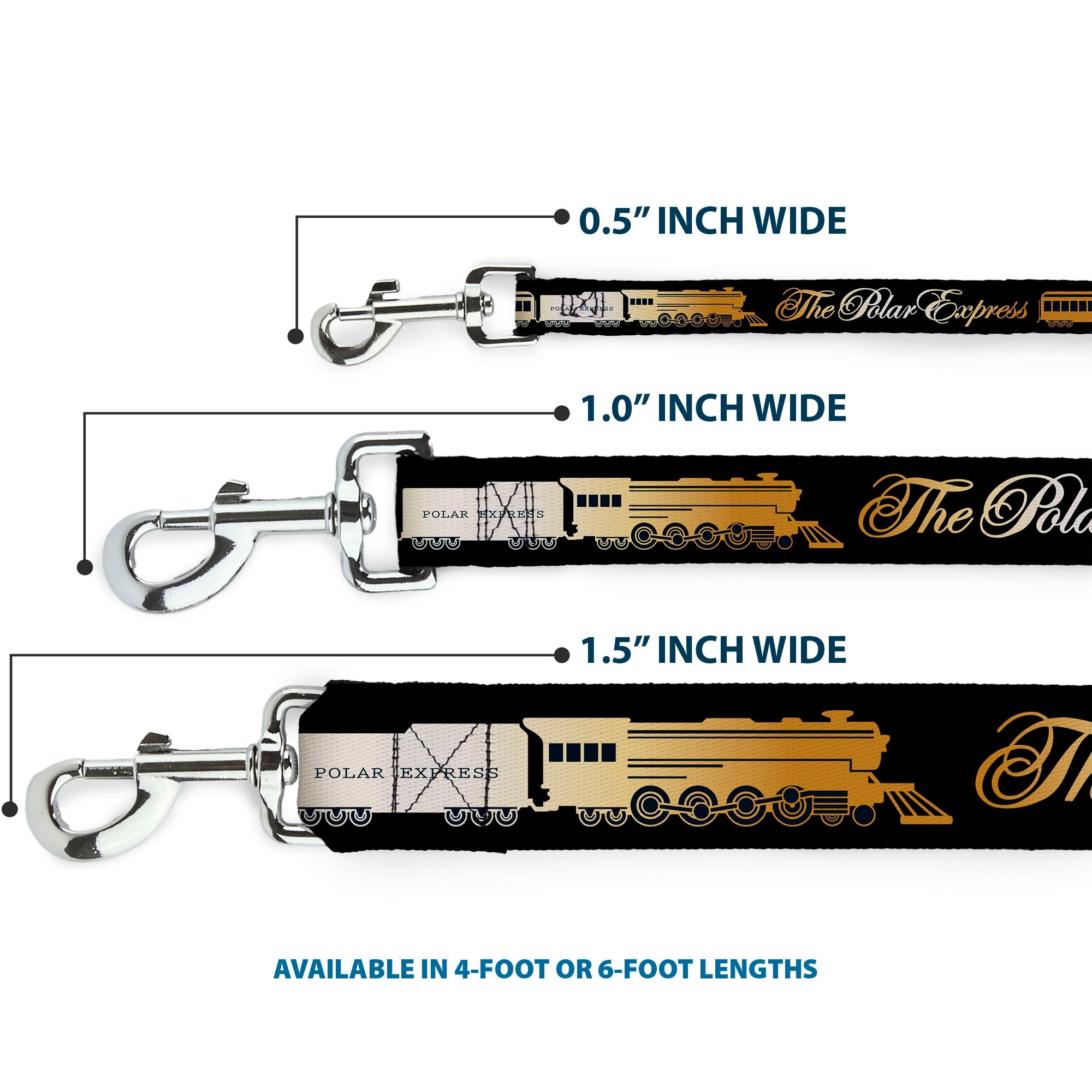 Dog Leash - POLAR EXPRESS Train Cars Black/Golds