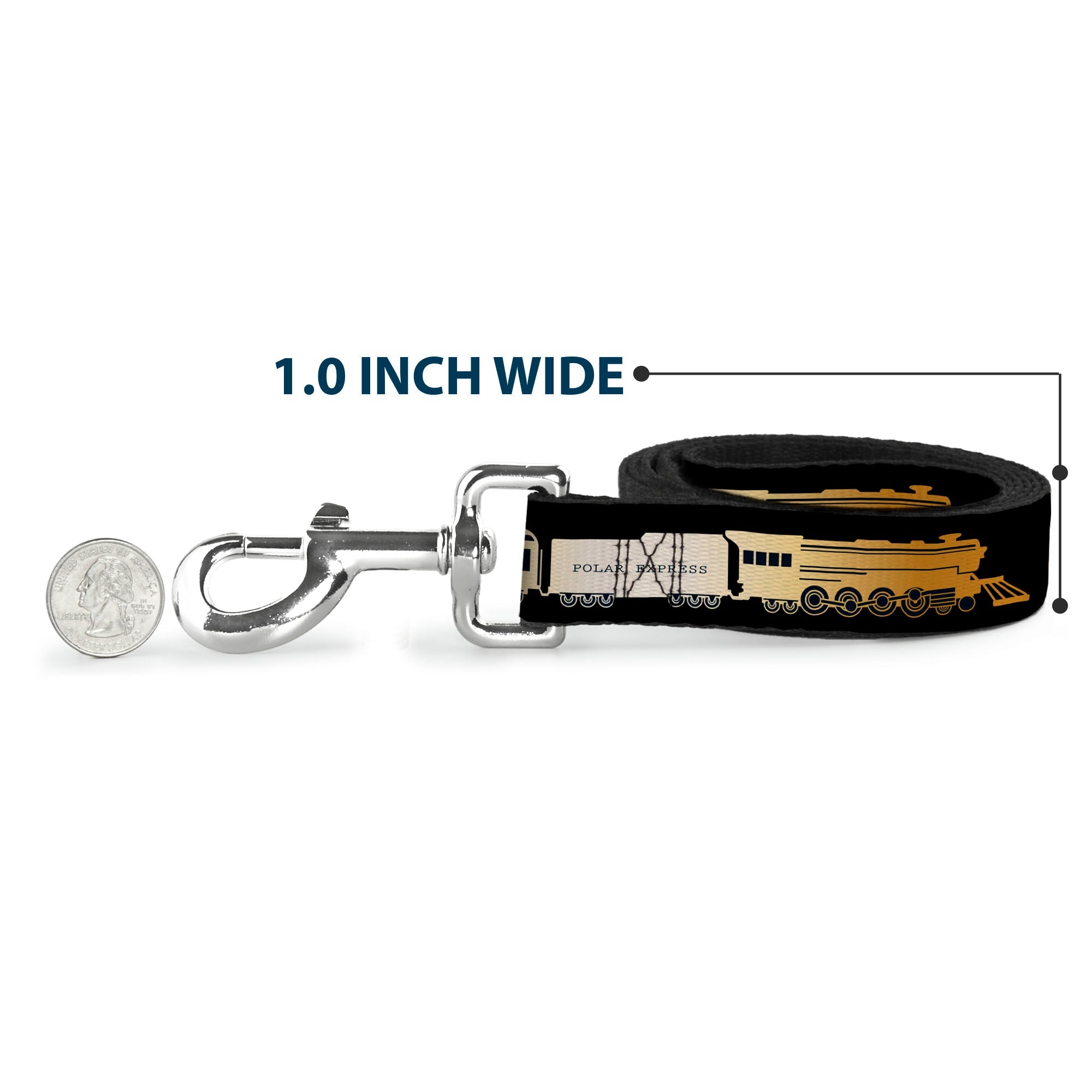 Dog Leash - POLAR EXPRESS Train Cars Black/Golds