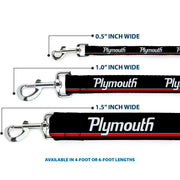 Dog Leash - PLYMOUTH Text/Stripe Black/White/Gray/Red