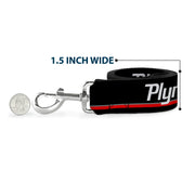 Dog Leash - PLYMOUTH Text/Stripe Black/White/Gray/Red