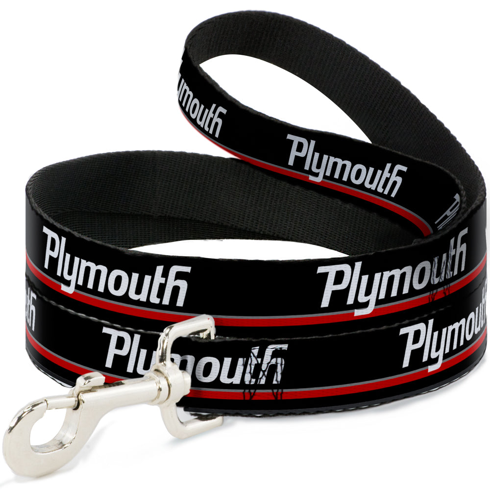 Dog Leash - PLYMOUTH Text/Stripe Black/White/Gray/Red