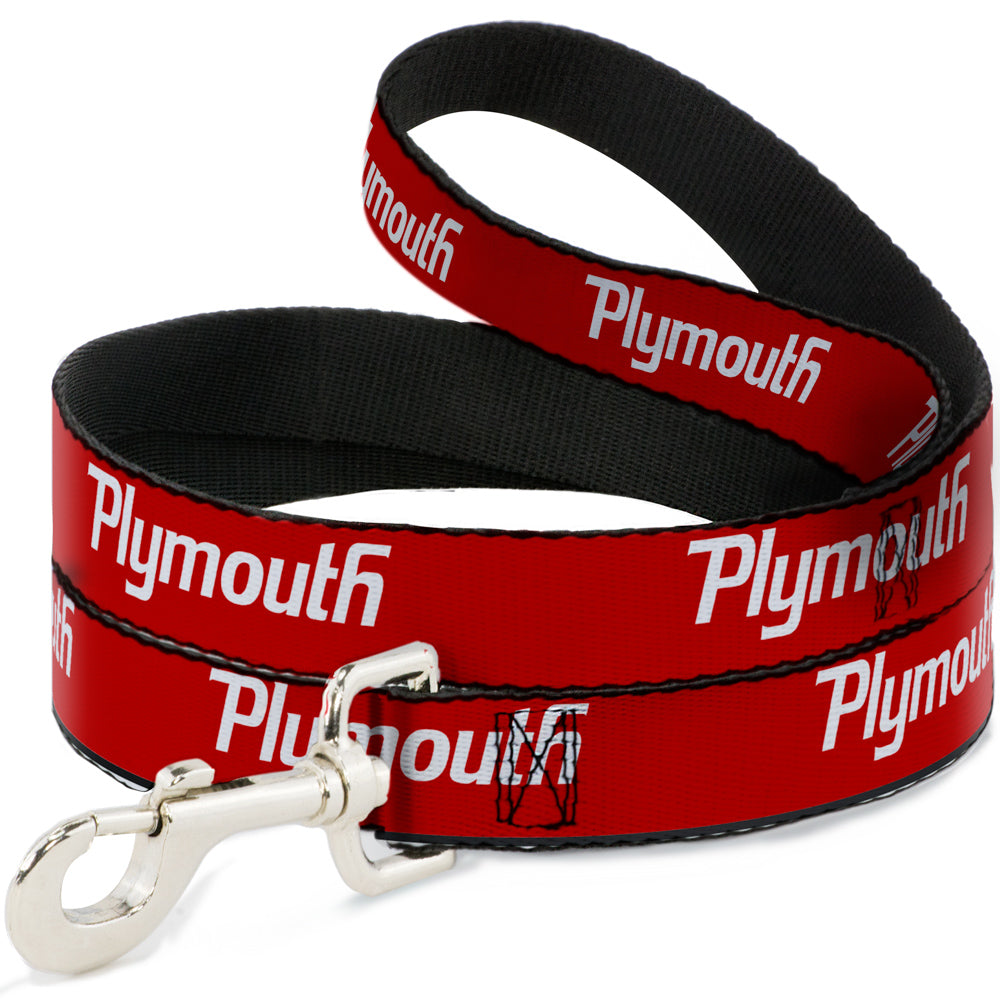 Dog Leash - PLYMOUTH Text Logo Red/White
