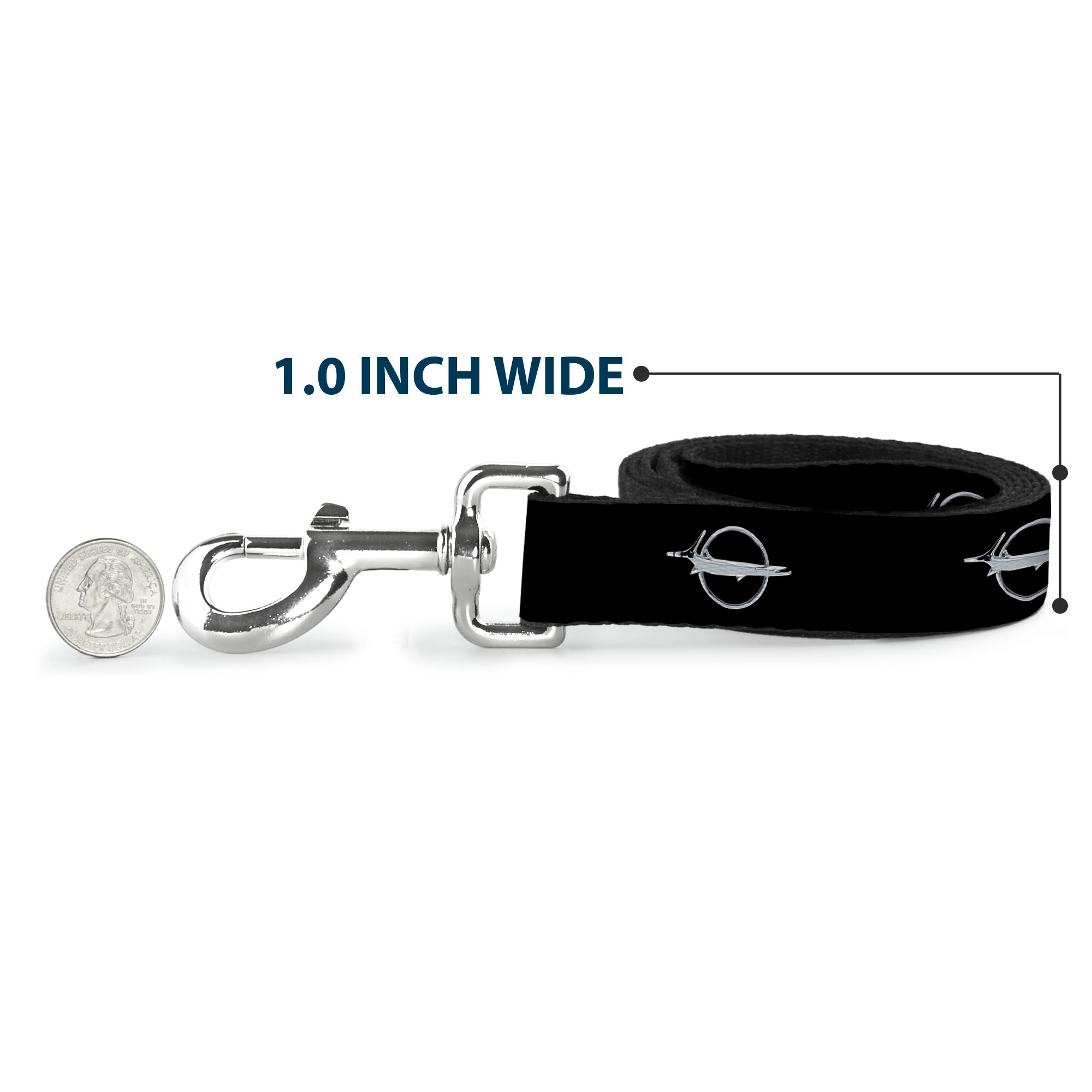 Dog Leash - Barracuda Emblem Repeat Black/Silver