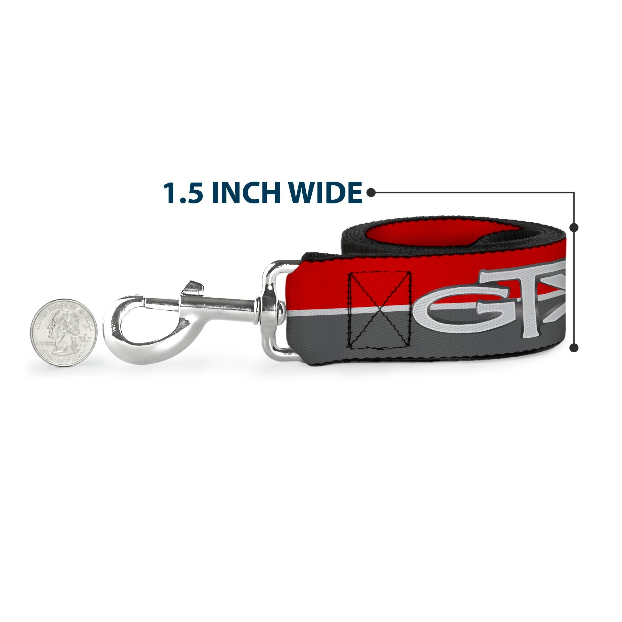 Dog Leash - Plymouth GTX Emblem/Stripe Red/White/Grays