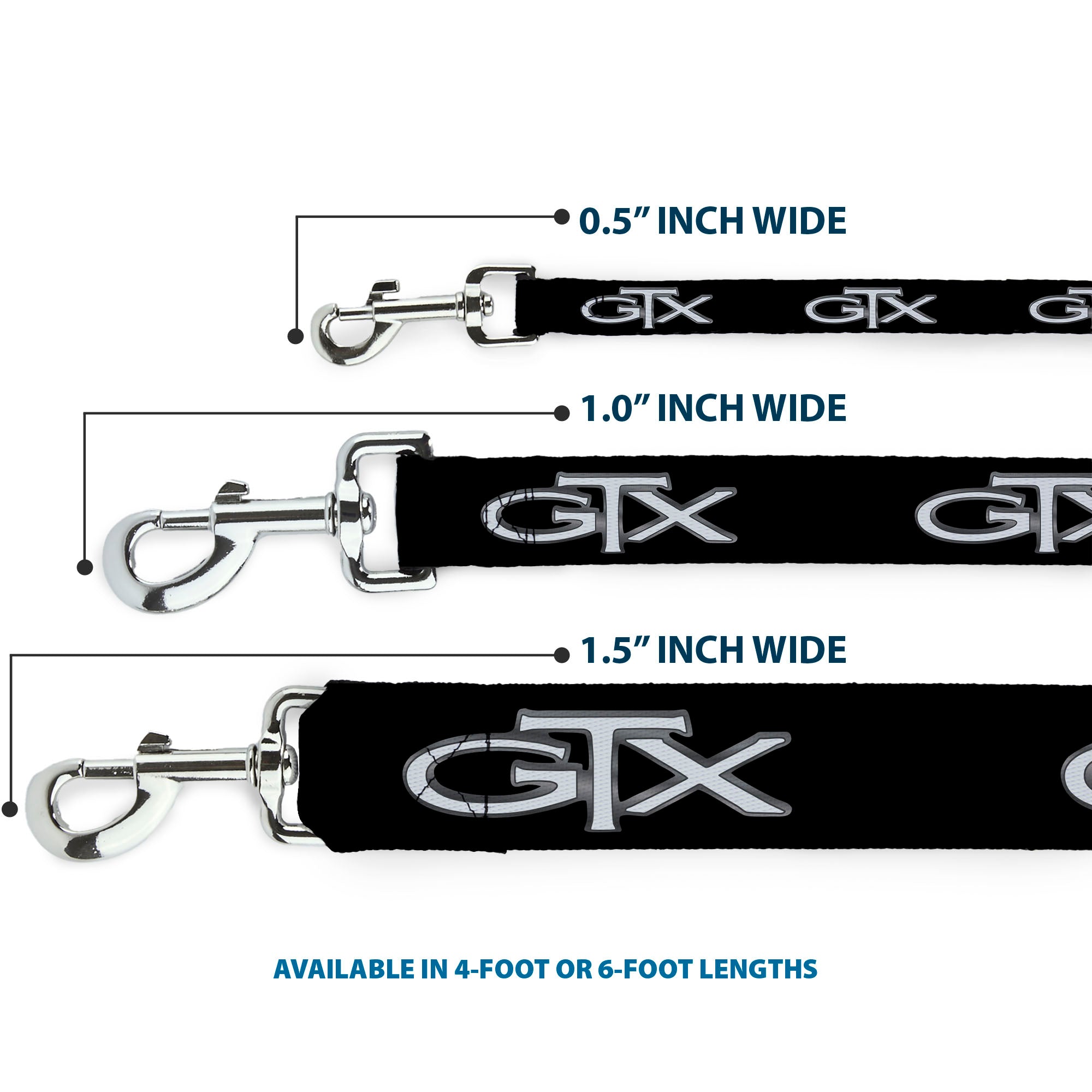Dog Leash - Plymouth GTX Emblem Black/Silver Fade/White