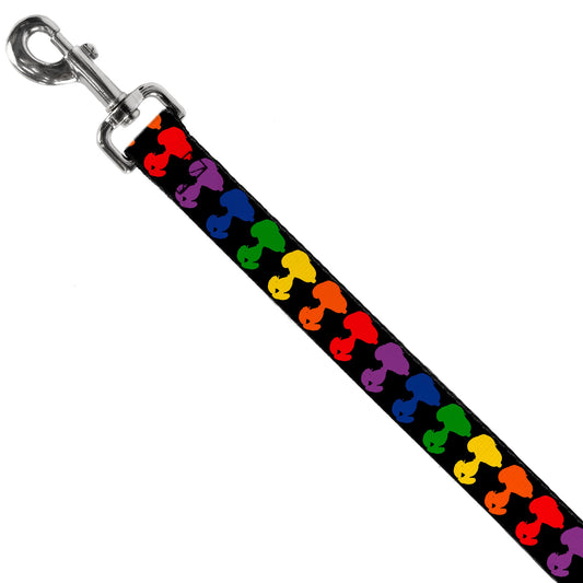 Dog Leash - Peanuts Snoopy Silhoutte Pose Black/Rainbow Multi Color