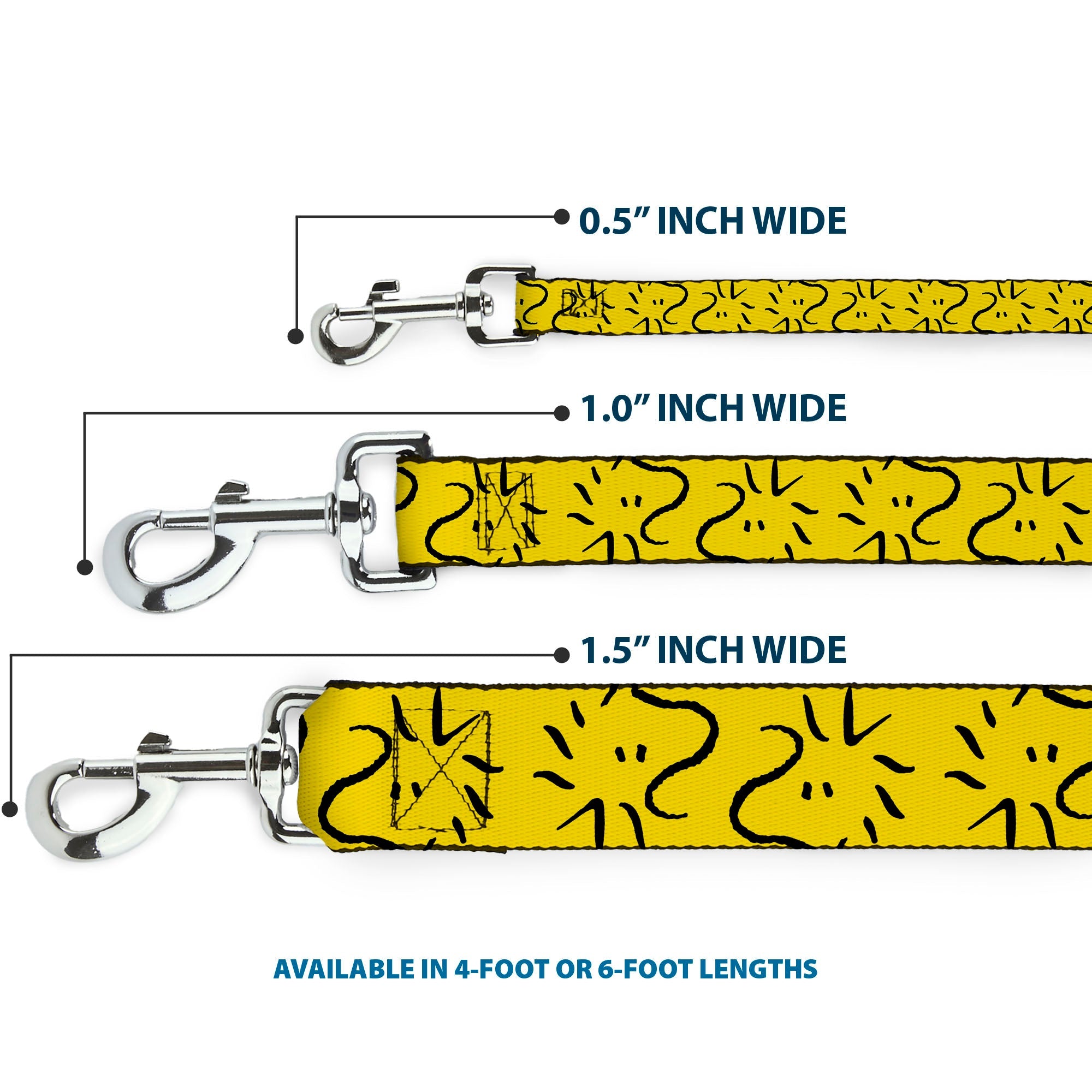 Dog Leash - Peanuts Woodstock Line Face Line Art Yellow/Black