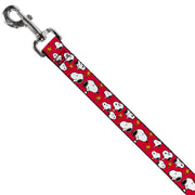 Dog Leash - Peanuts Snoopy and Woodstock Poses Scattered Red