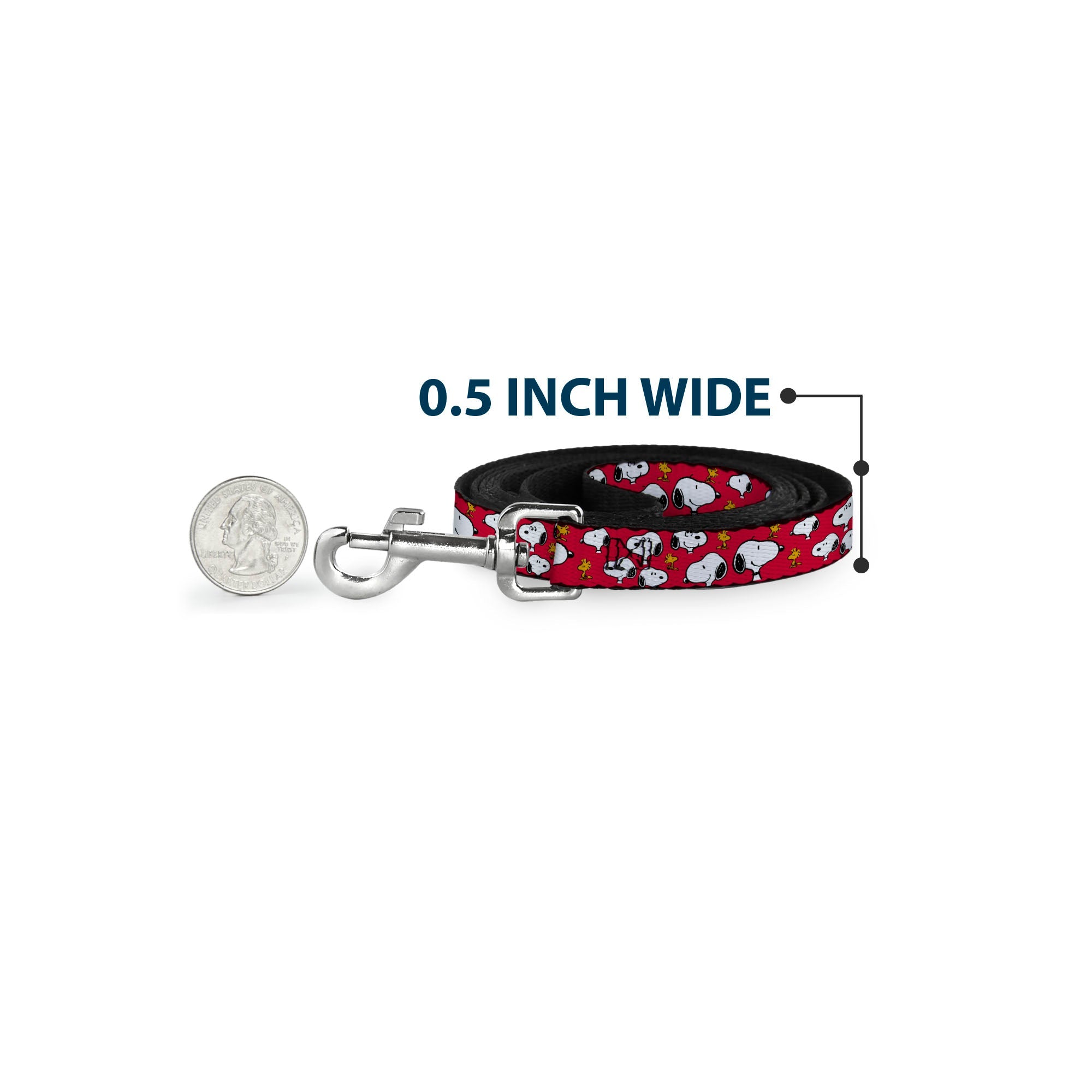 Dog Leash - Peanuts Snoopy and Woodstock Poses Scattered Red