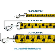 Dog Leash - Peanuts Charlie Brown Pose Flip Yellow/Black