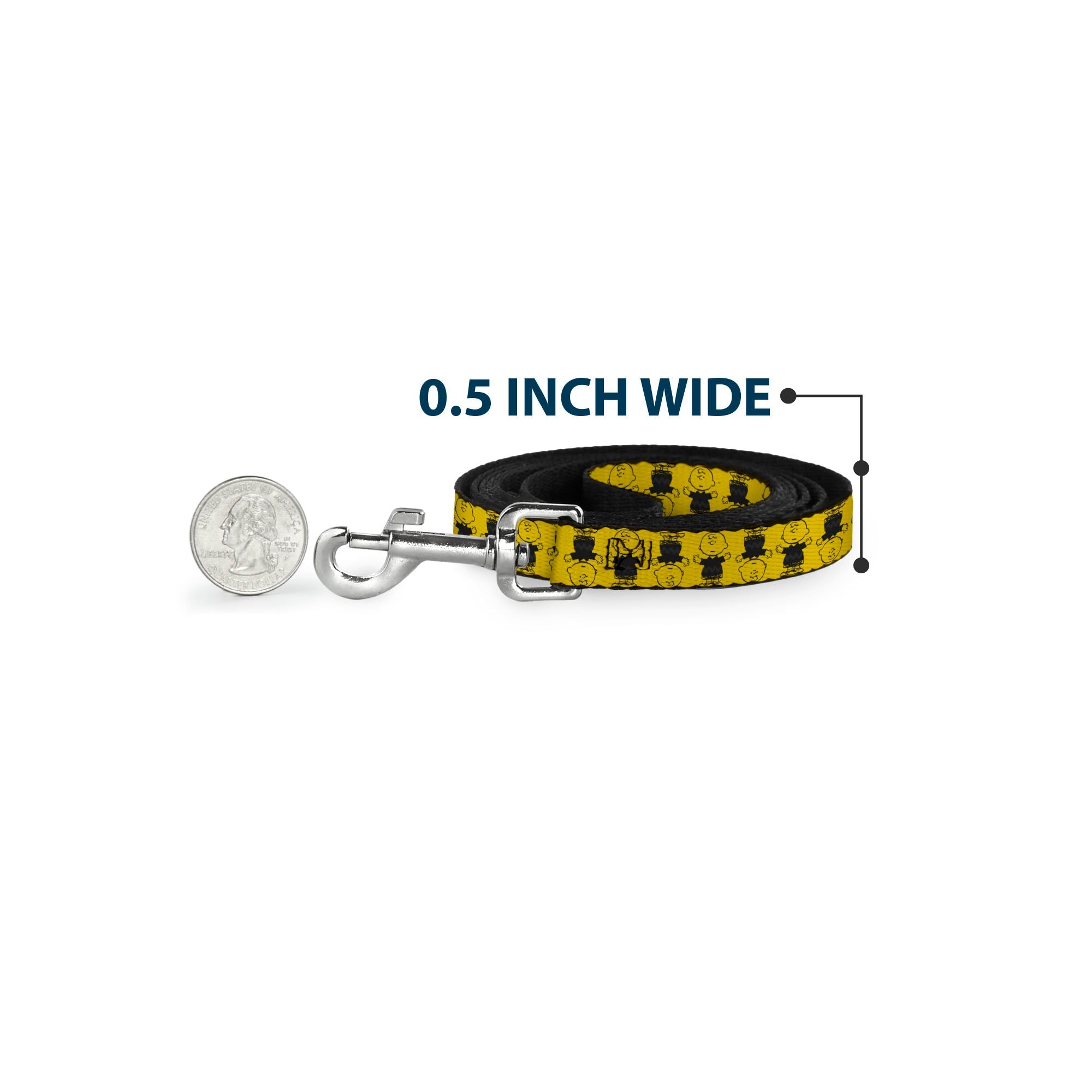 Dog Leash - Peanuts Charlie Brown Pose Flip Yellow/Black