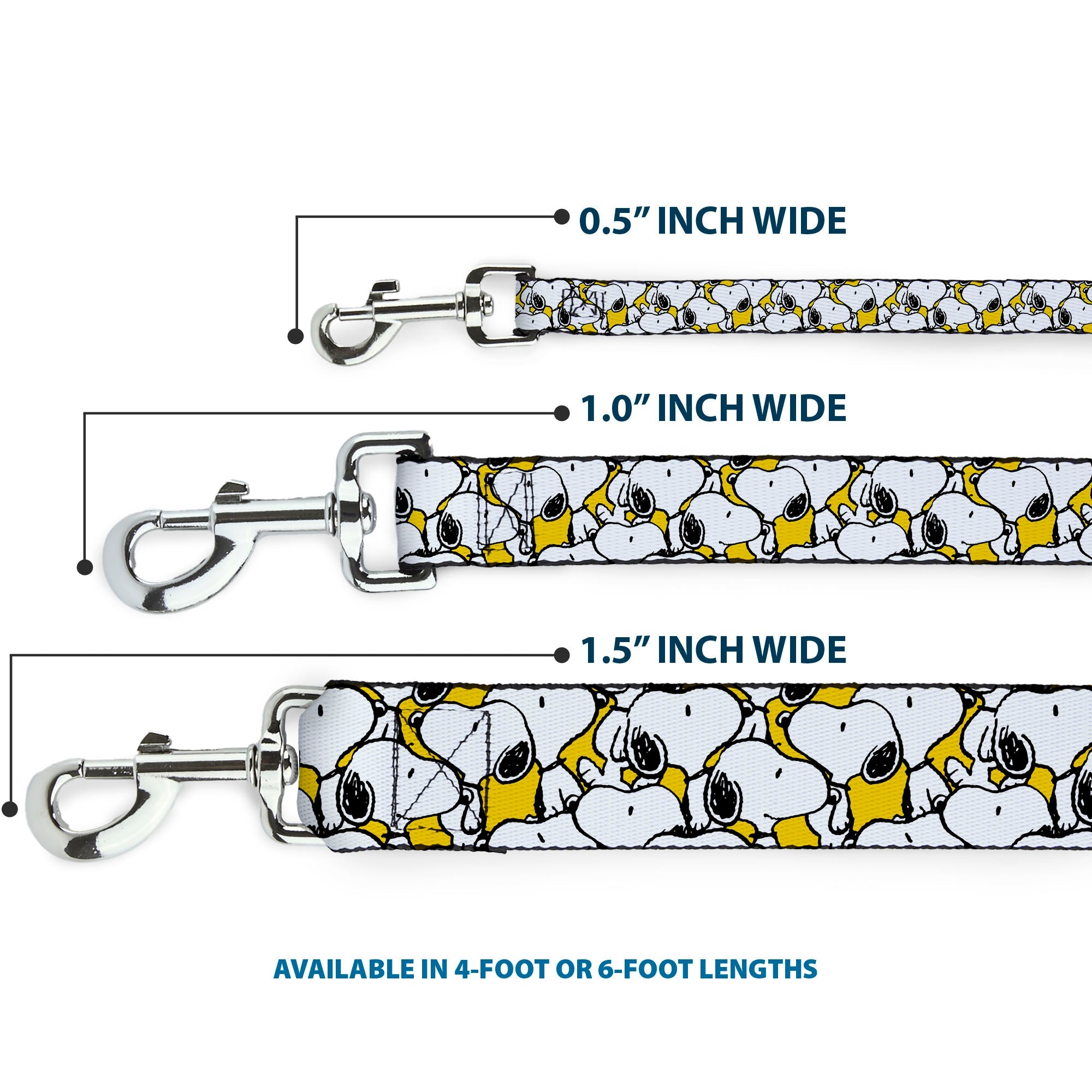 Dog Leash - Peanuts Snoopy Pose Stacked Yellow