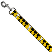 Dog Leash - Peanuts Snoopy Walking/Silhouette Pose Yellow/Black/White
