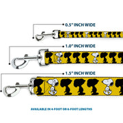 Dog Leash - Peanuts Snoopy Walking/Silhouette Pose Yellow/Black/White