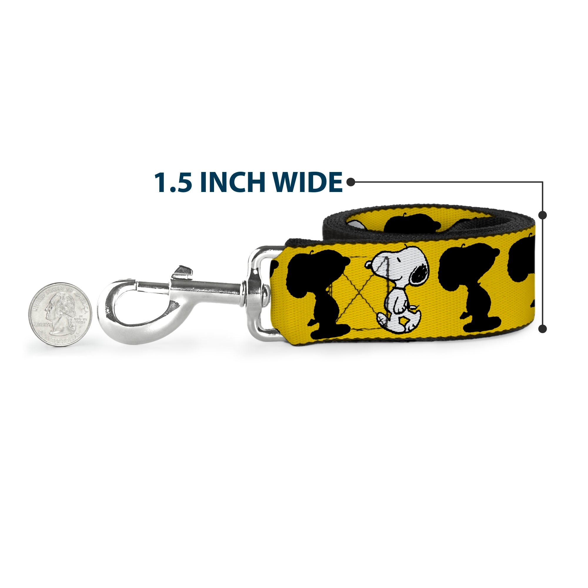Dog Leash - Peanuts Snoopy Walking/Silhouette Pose Yellow/Black/White