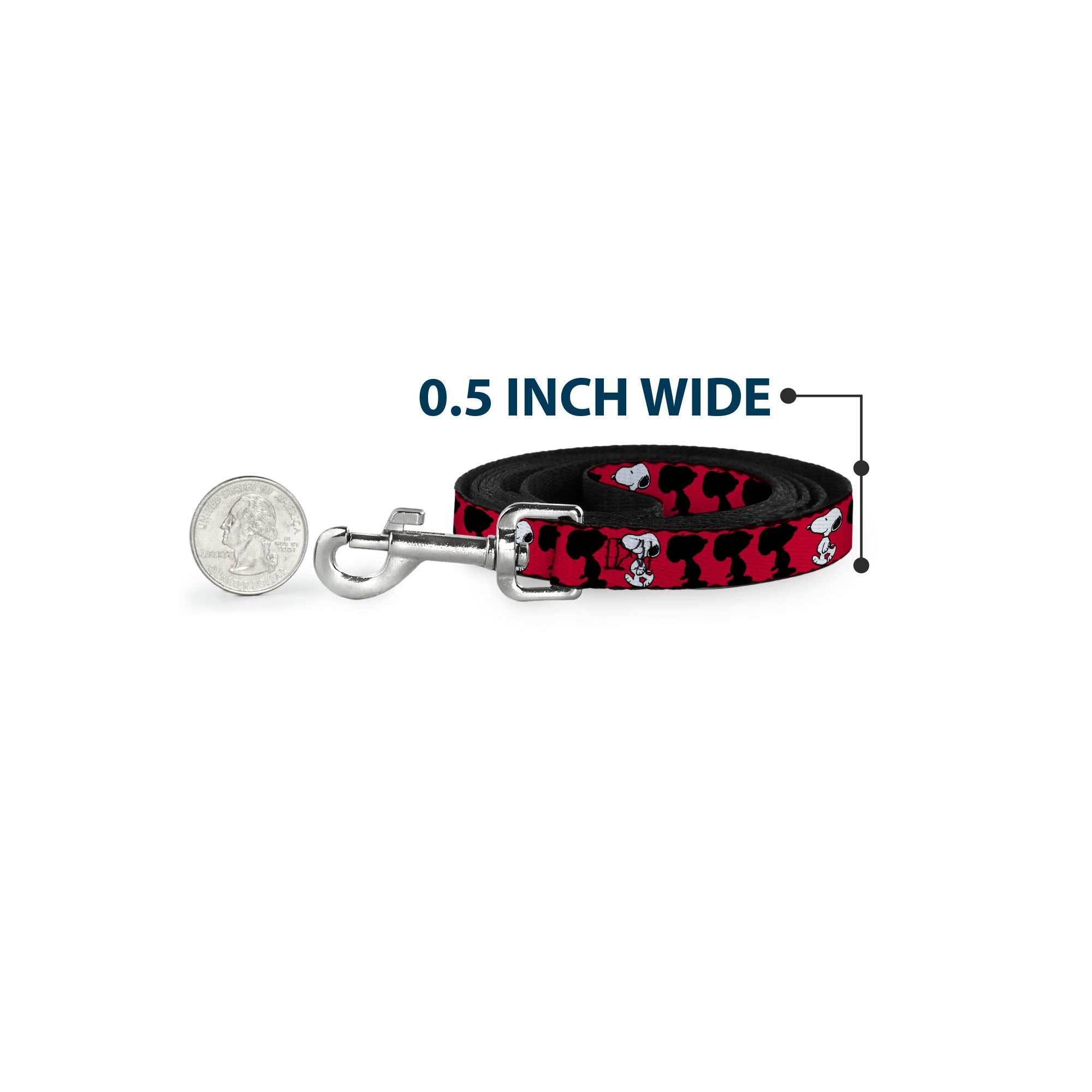 Dog Leash - Peanuts Snoopy Walking/Silhouette Pose Red/Black/White