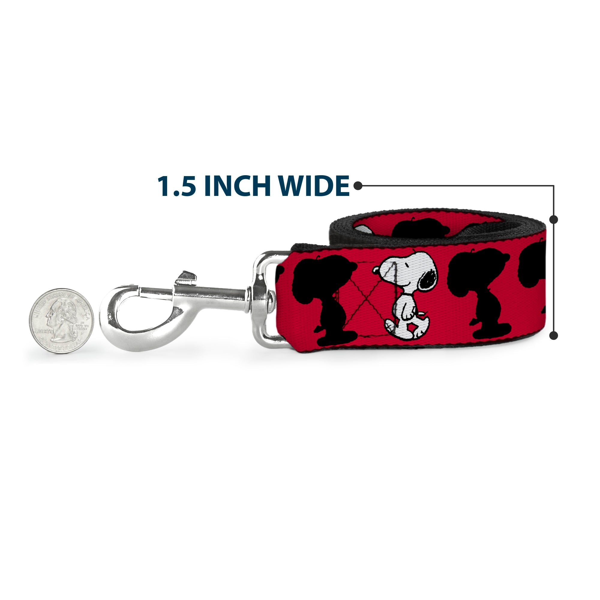 Dog Leash - Peanuts Snoopy Walking/Silhouette Pose Red/Black/White