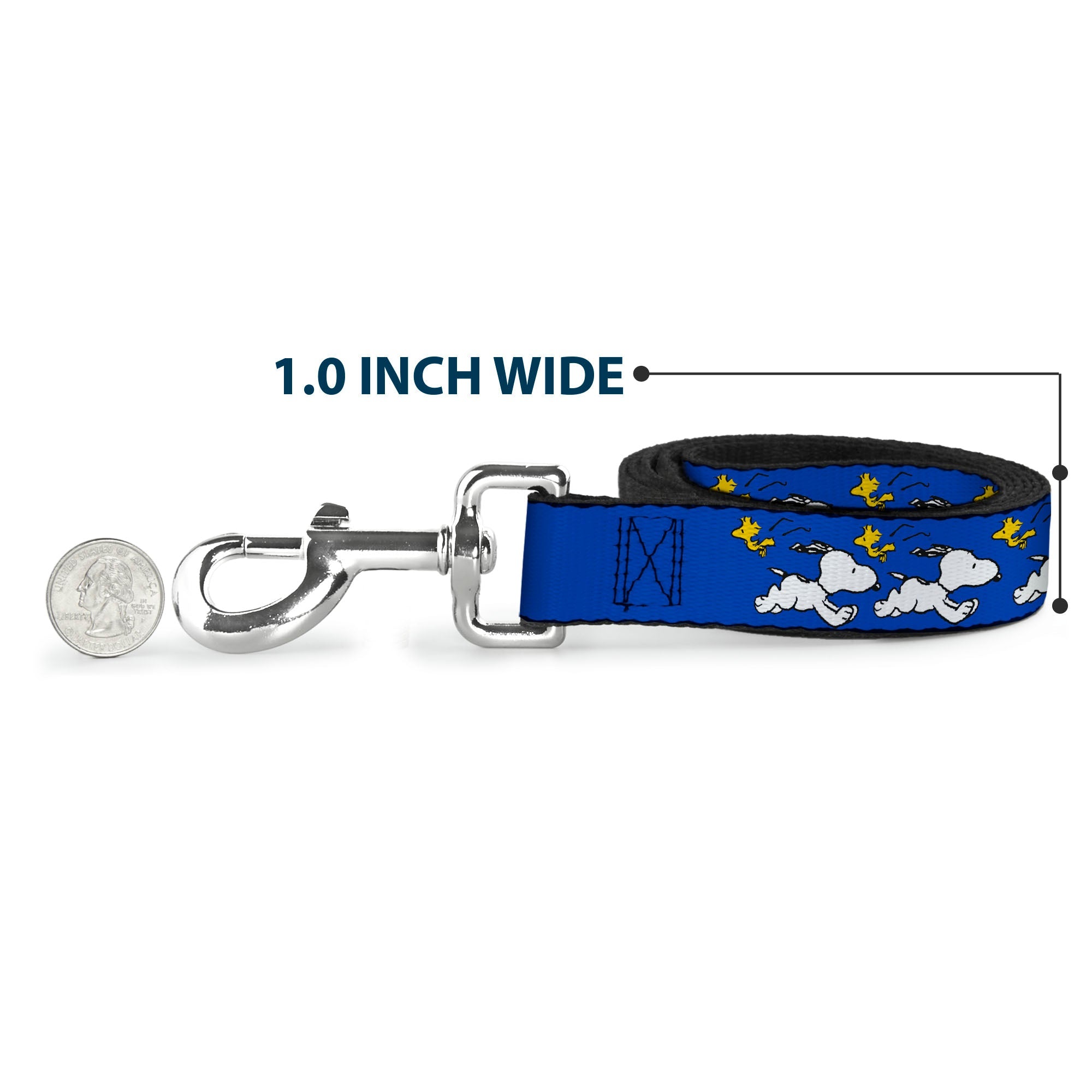 Dog Leash - Peanuts Snoopy Running and Woodstock Pose Blue