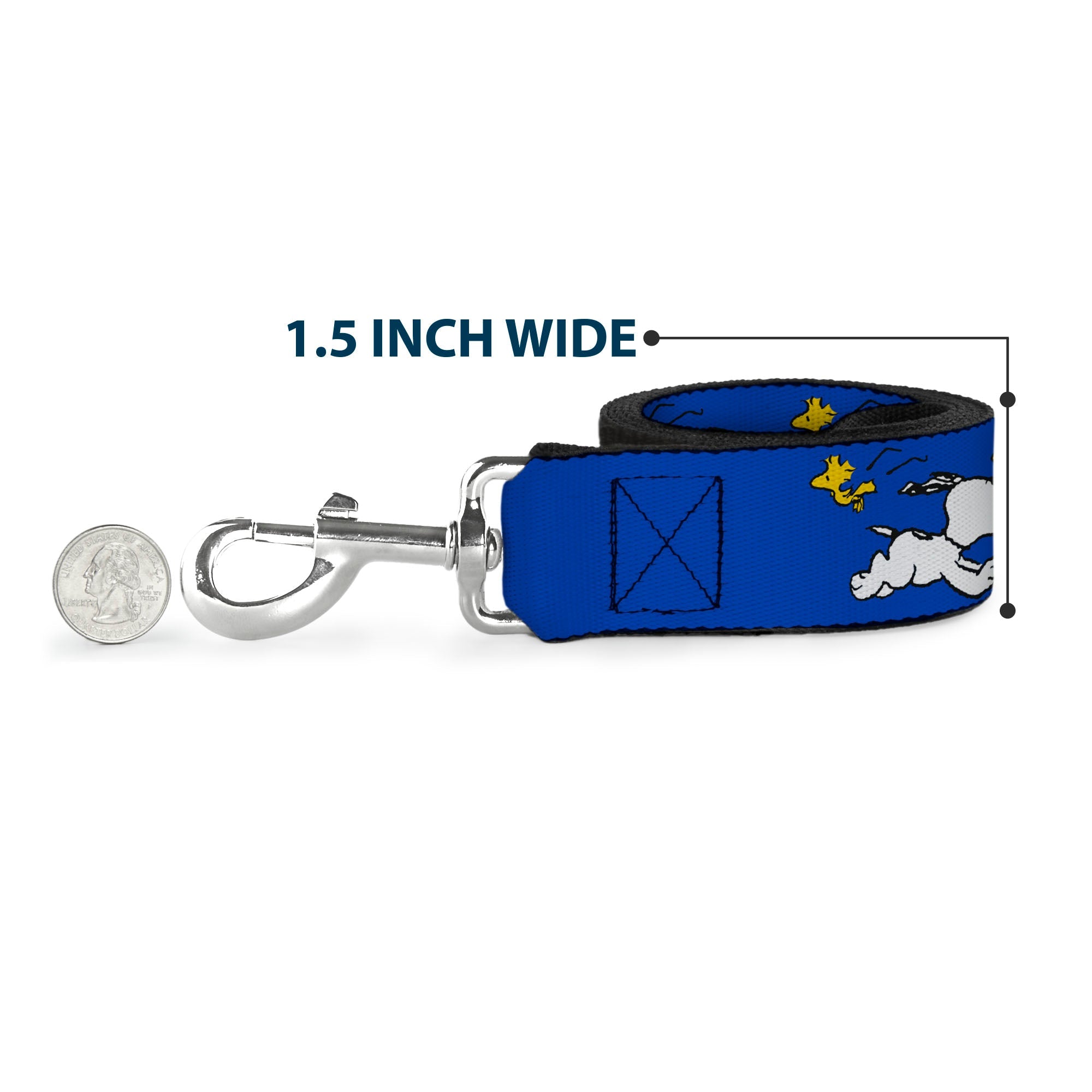 Dog Leash - Peanuts Snoopy Running and Woodstock Pose Blue