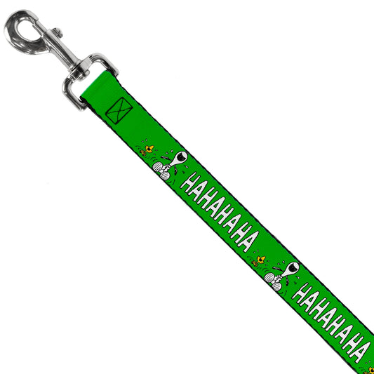 Dog Leash - Peanuts Snoopy and Woodstock Laughing HAHA Pose Green