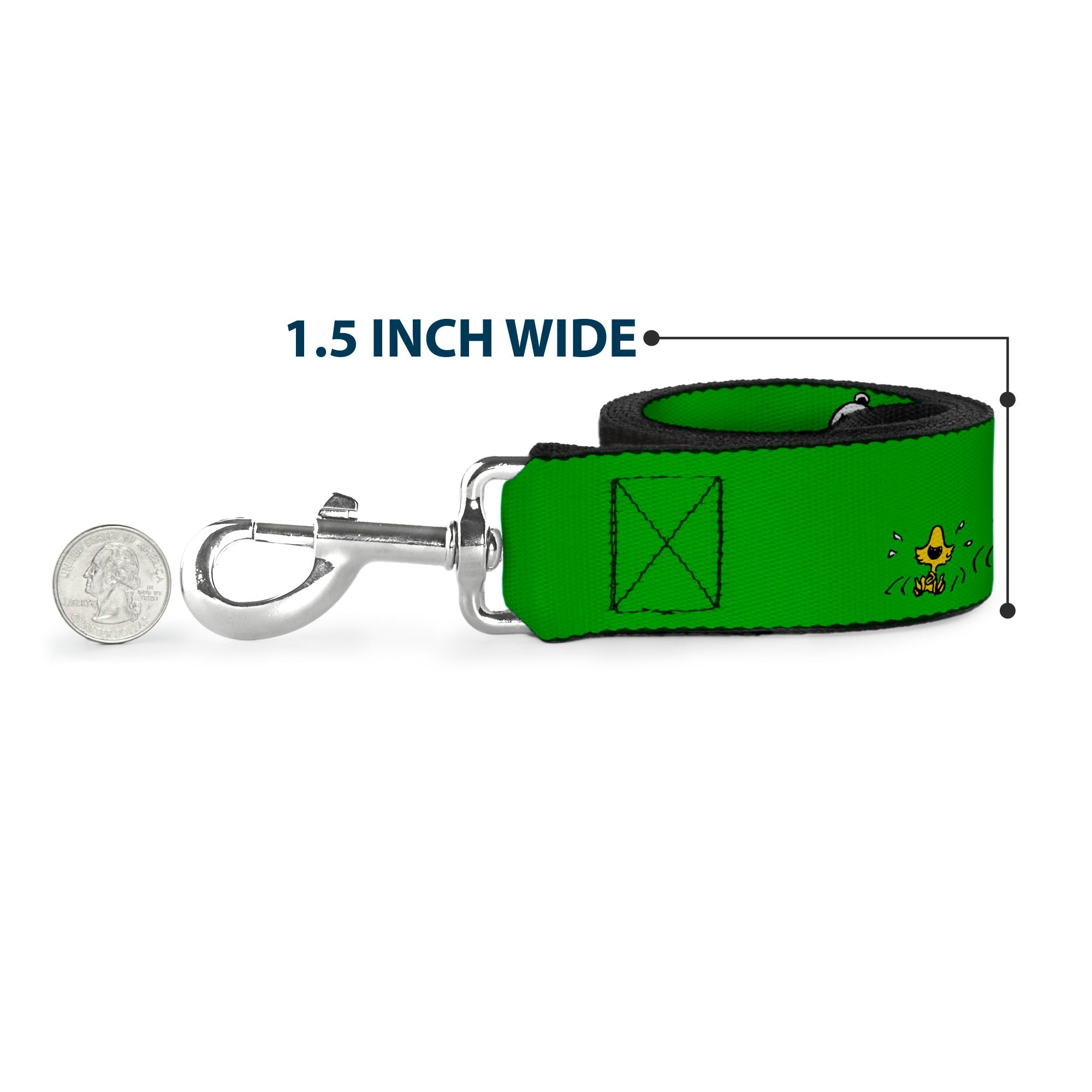 Dog Leash - Peanuts Snoopy and Woodstock Laughing HAHA Pose Green