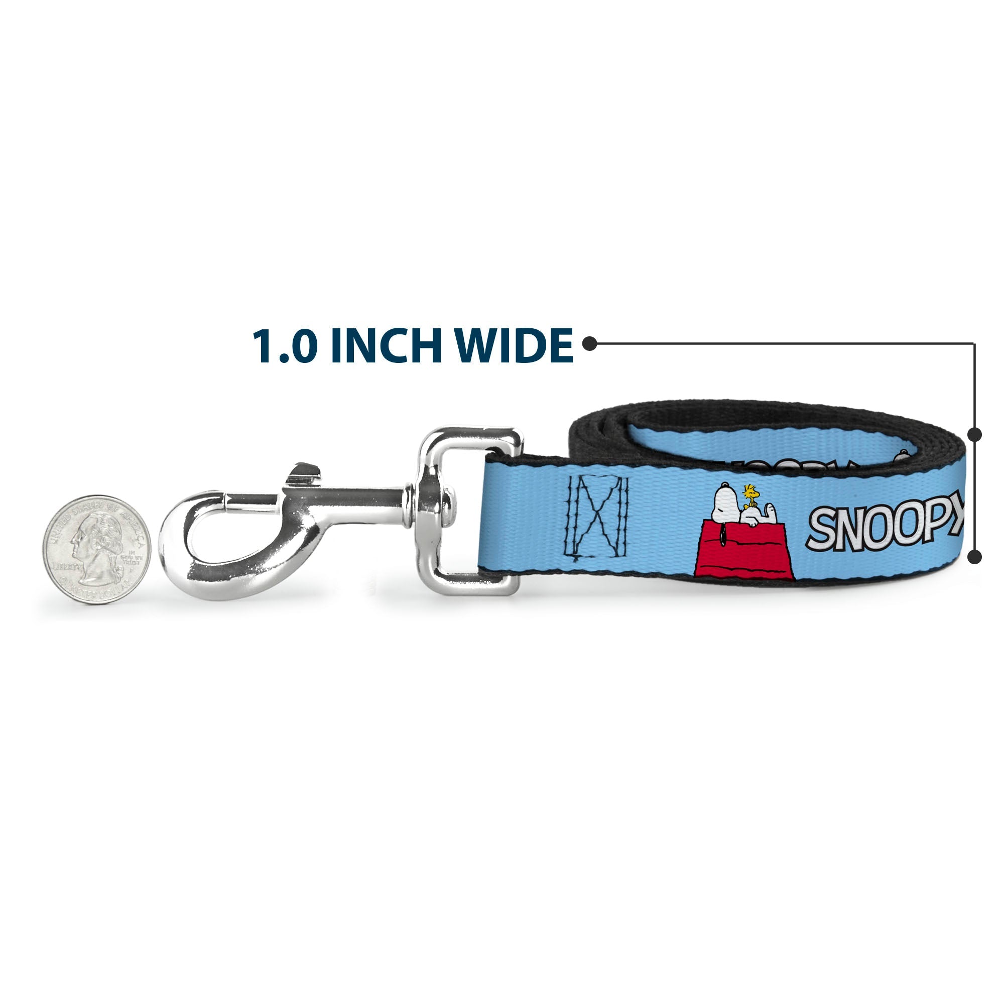 Dog Leash - Peanuts Snoopy and Woodstock Dog House Pose and Text Sky Blue