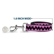 Dog Leash - Peanuts Charlie Brown Zig Zag Stripe Pink/Black