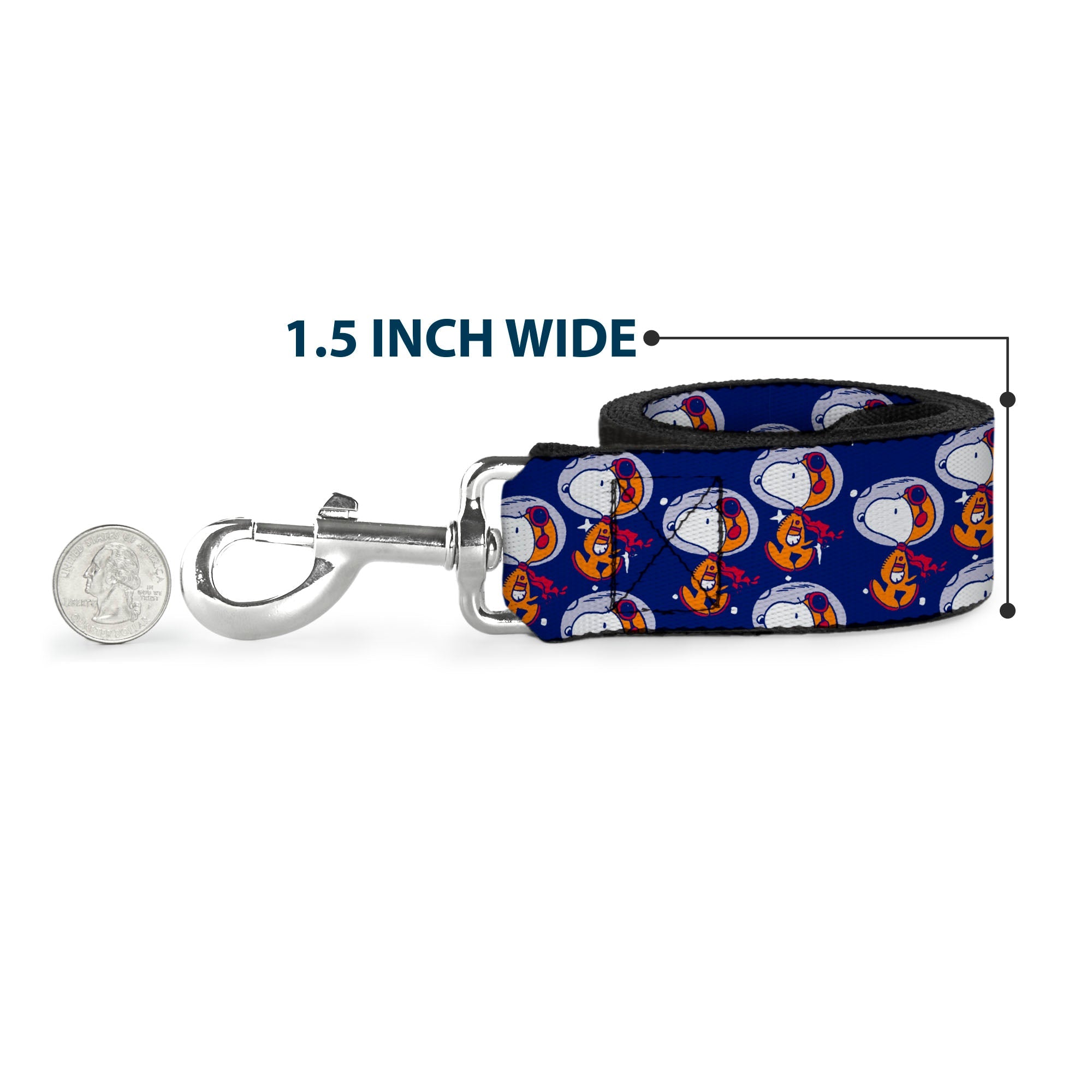 Dog Leash - Peanuts Astronaut Snoopy Walking Pose Scattered Blue/Orange