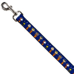 Dog Leash - Peanuts Gang Astronauts Standing Poses Stars Blue/White