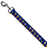 Dog Leash - Peanuts Gang Astronauts Standing Poses Stars Blue/White