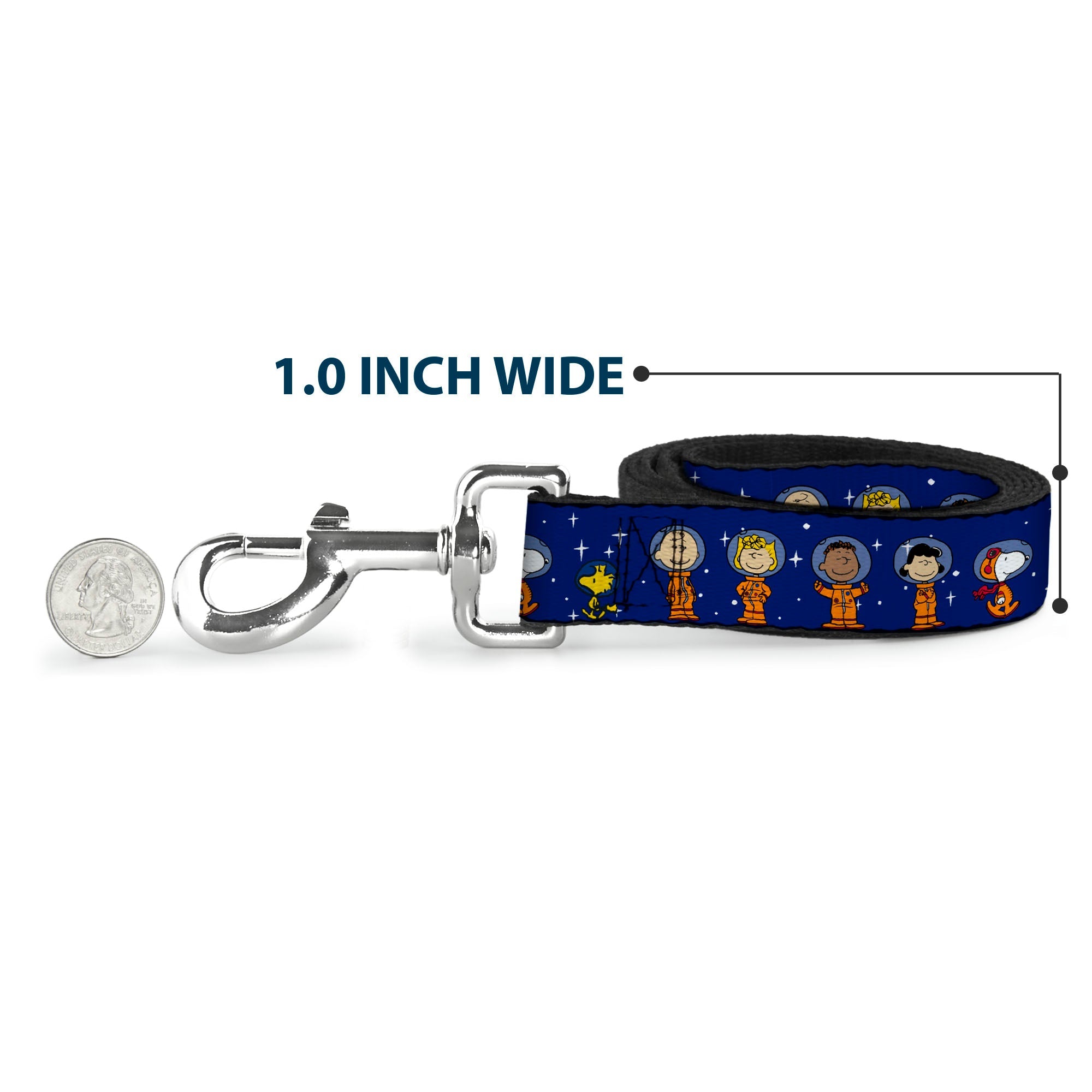 Dog Leash - Peanuts Gang Astronauts Standing Poses Stars Blue/White