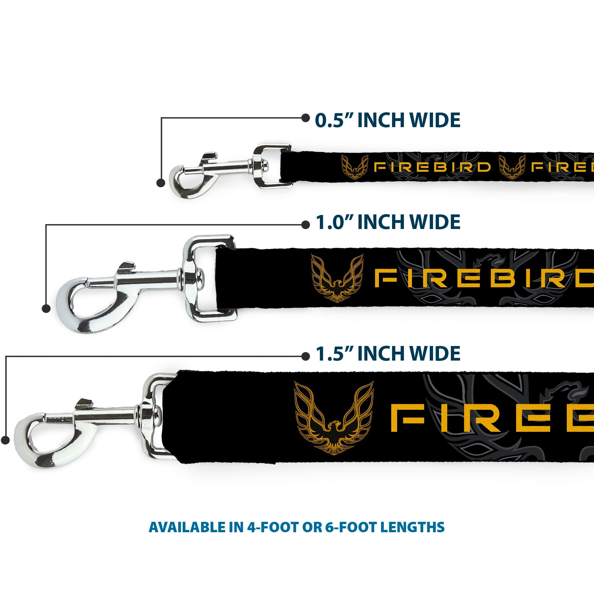 Dog Leash - Pontiac FIREBIRD/Logo Black/Grays/Golds