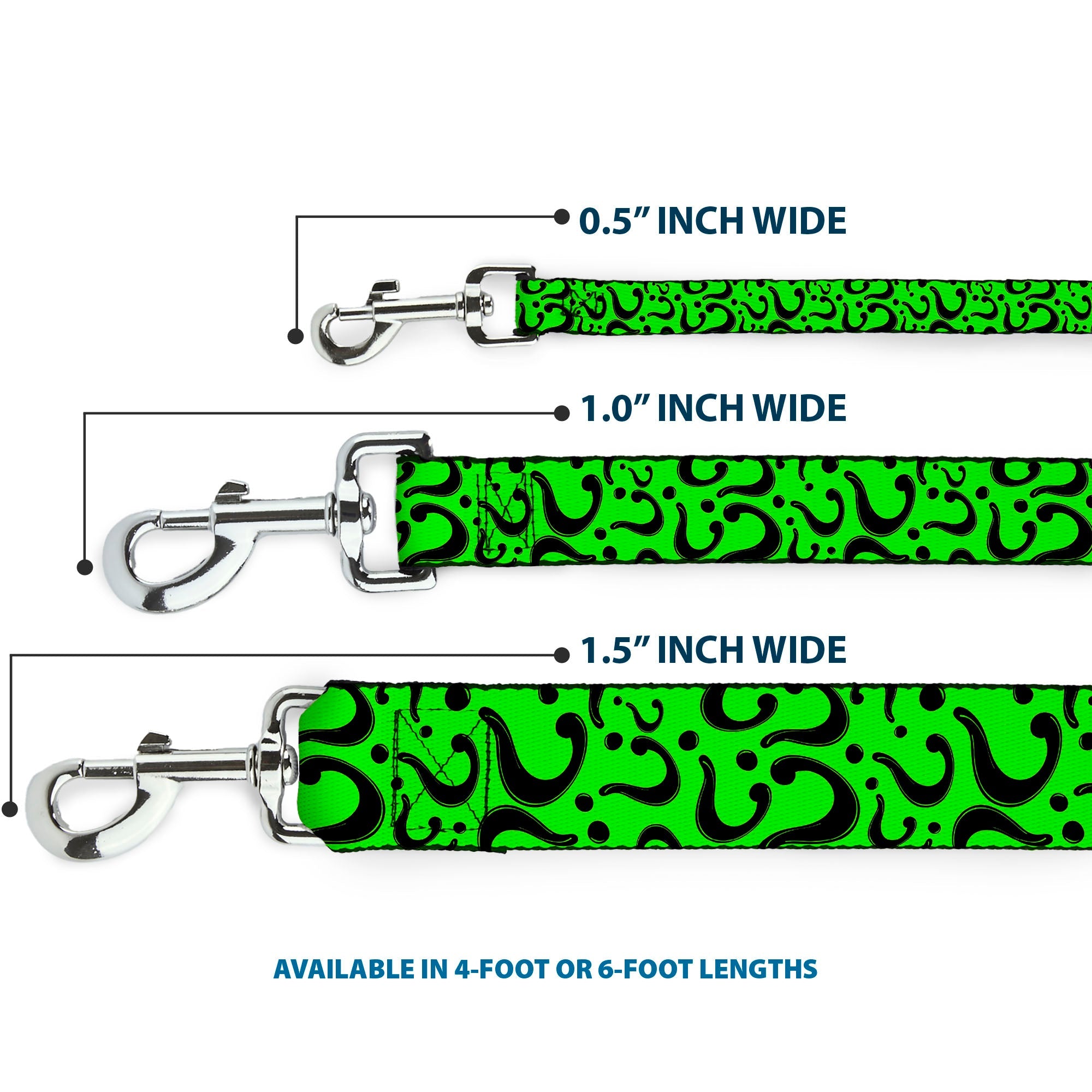 Dog Leash - Question Mark Scattered Lime Green/Black