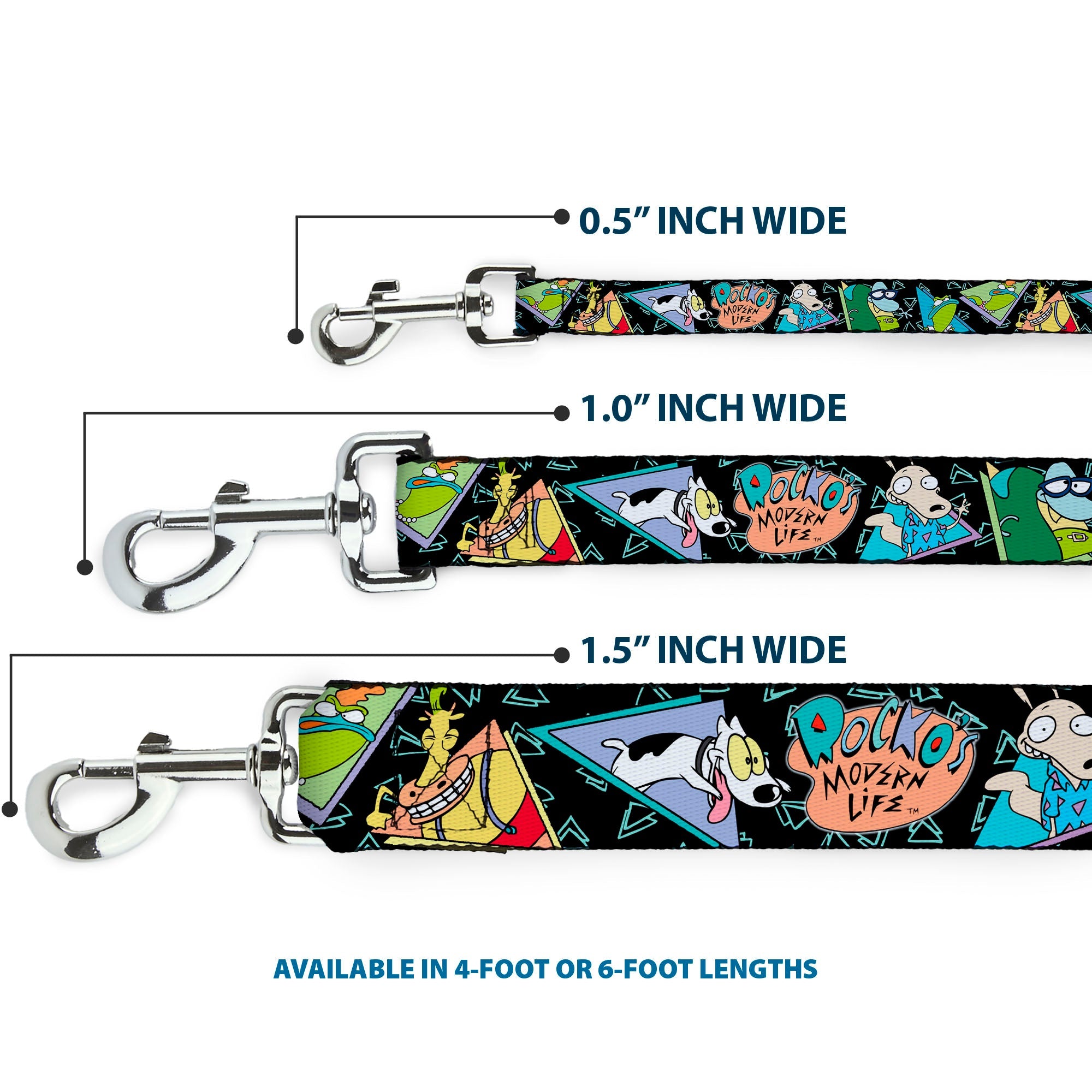 Dog Leash - ROCKO'S MODERN LIFE Character Portraits/Triangles Black/Blue