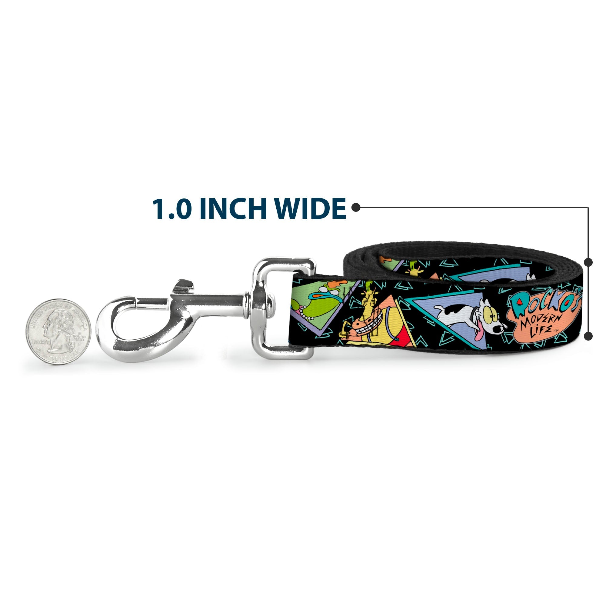 Dog Leash - ROCKO'S MODERN LIFE Character Portraits/Triangles Black/Blue