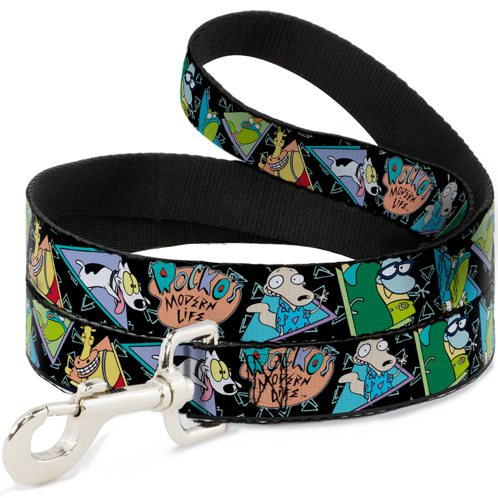 Dog Leash - ROCKO'S MODERN LIFE Character Portraits/Triangles Black/Blue