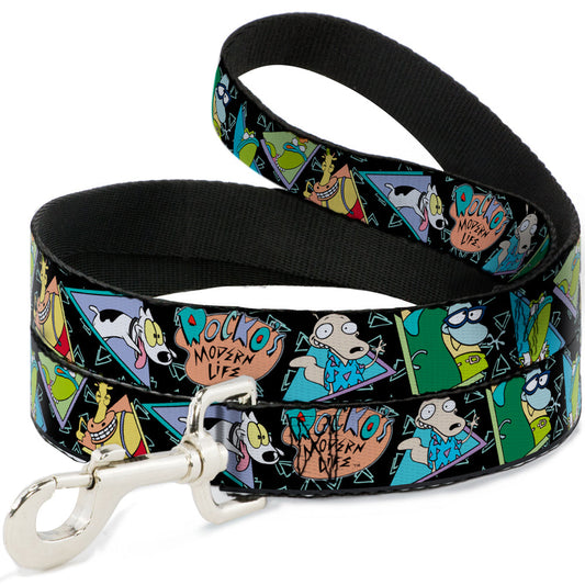 Dog Leash - ROCKO'S MODERN LIFE Character Portraits/Triangles Black/Blue