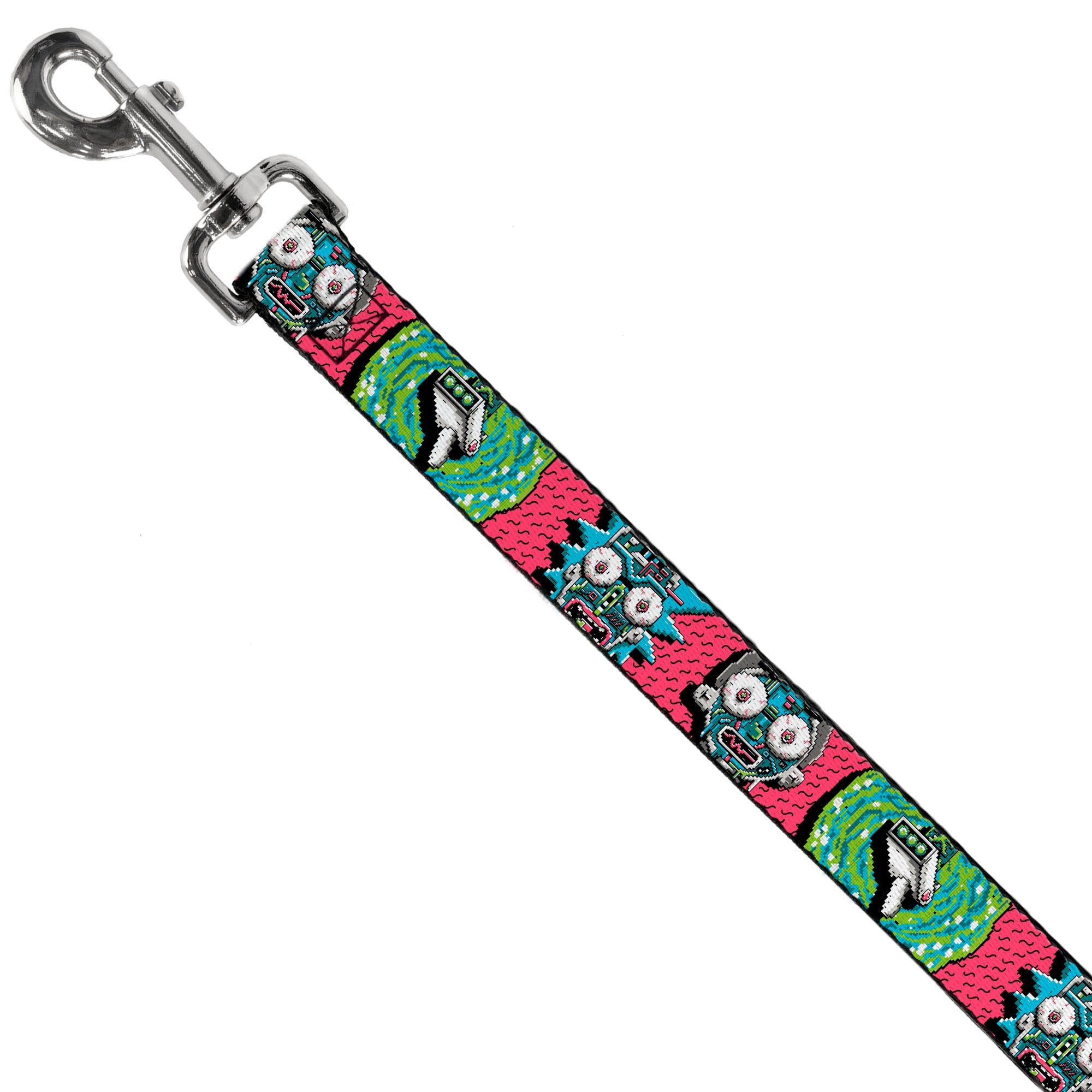Dog Leash - Rick and Morty Circuit Faces/Portal Gun Pink