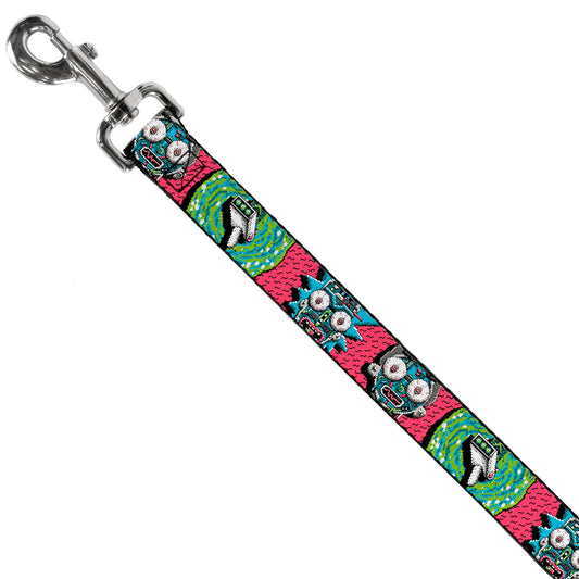 Dog Leash - Rick and Morty Circuit Faces/Portal Gun Pink