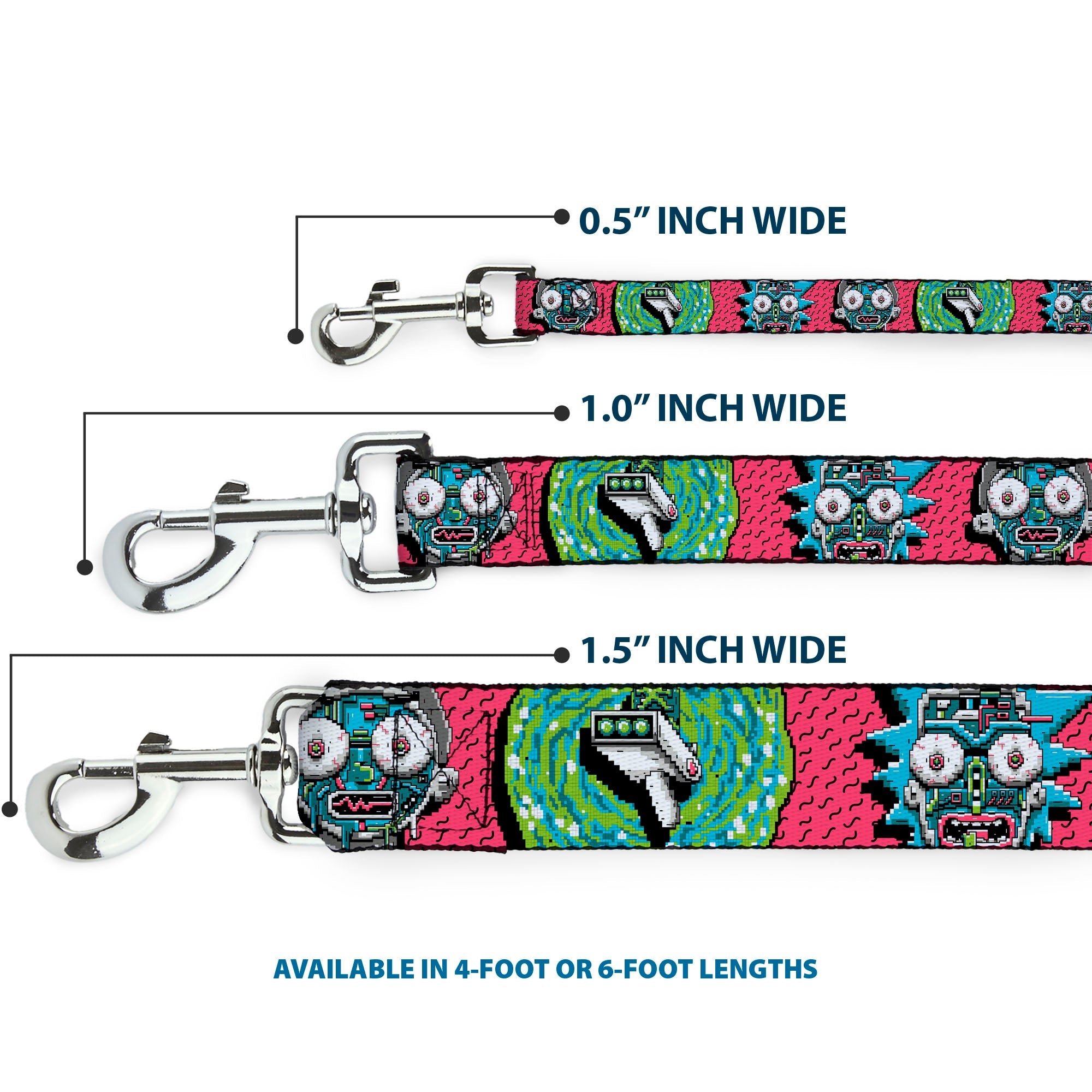 Dog Leash - Rick and Morty Circuit Faces/Portal Gun Pink