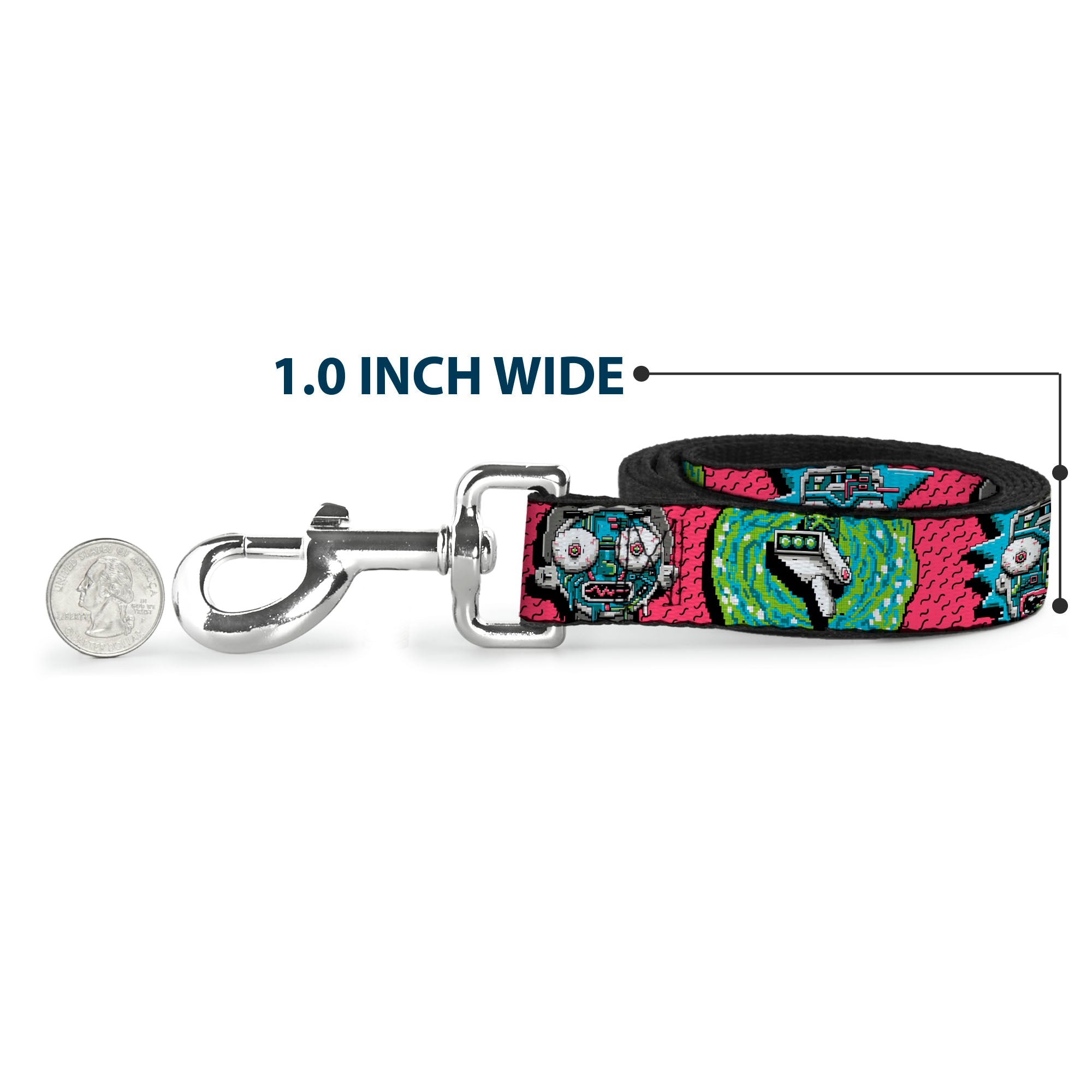 Dog Leash - Rick and Morty Circuit Faces/Portal Gun Pink